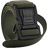 JUKMO Men's Tactical Belt with Lock, Military Work 1.5" Stretch Nylon Web Quick Release Belt with Heavy Duty Seatbelt Buckle