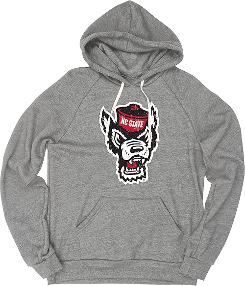Blue 84 Men's North Carolina State Wolfpack Tri-Blend Hoodie Vintage Icon Heather Grey, Grey, Medium