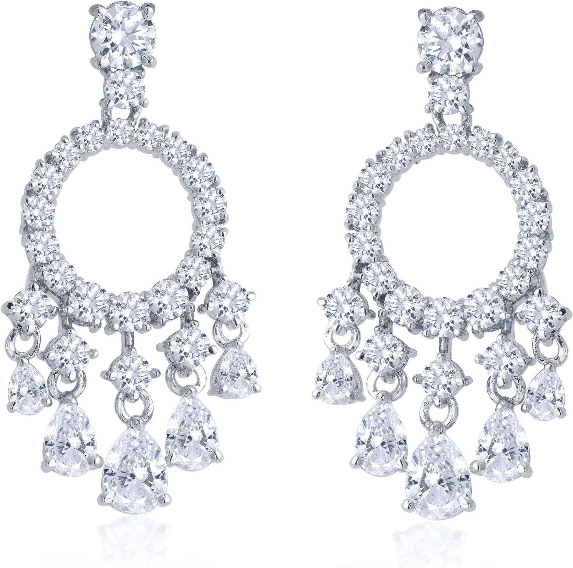 Adawna Silver & Swarovski Zirconia Dangle and Drop Earrings for Women (Designer - Wedding & Party Wear)