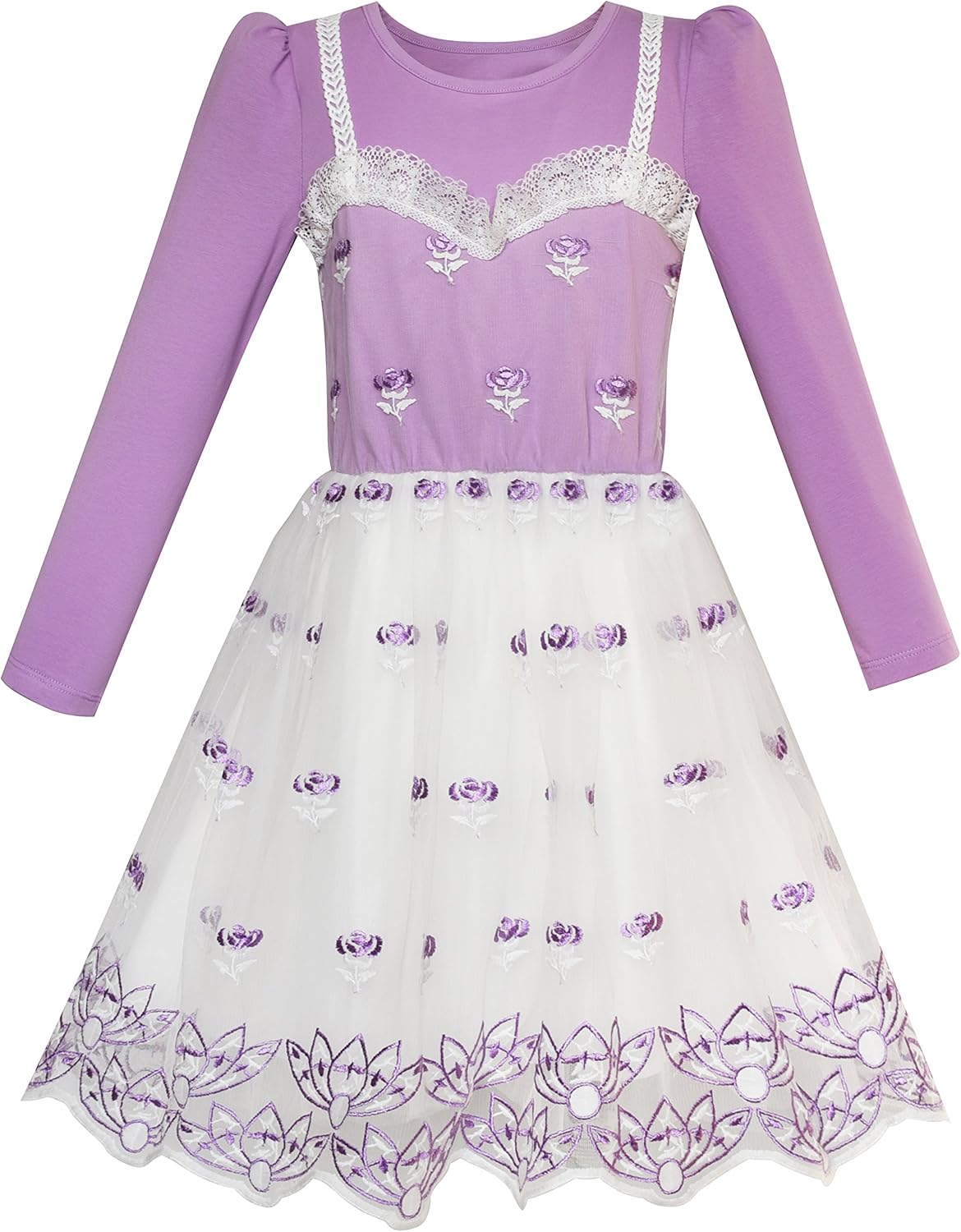 Girls Dress Turquoise Long Sleeve Lace 2in1 Princess Tutu Age 512