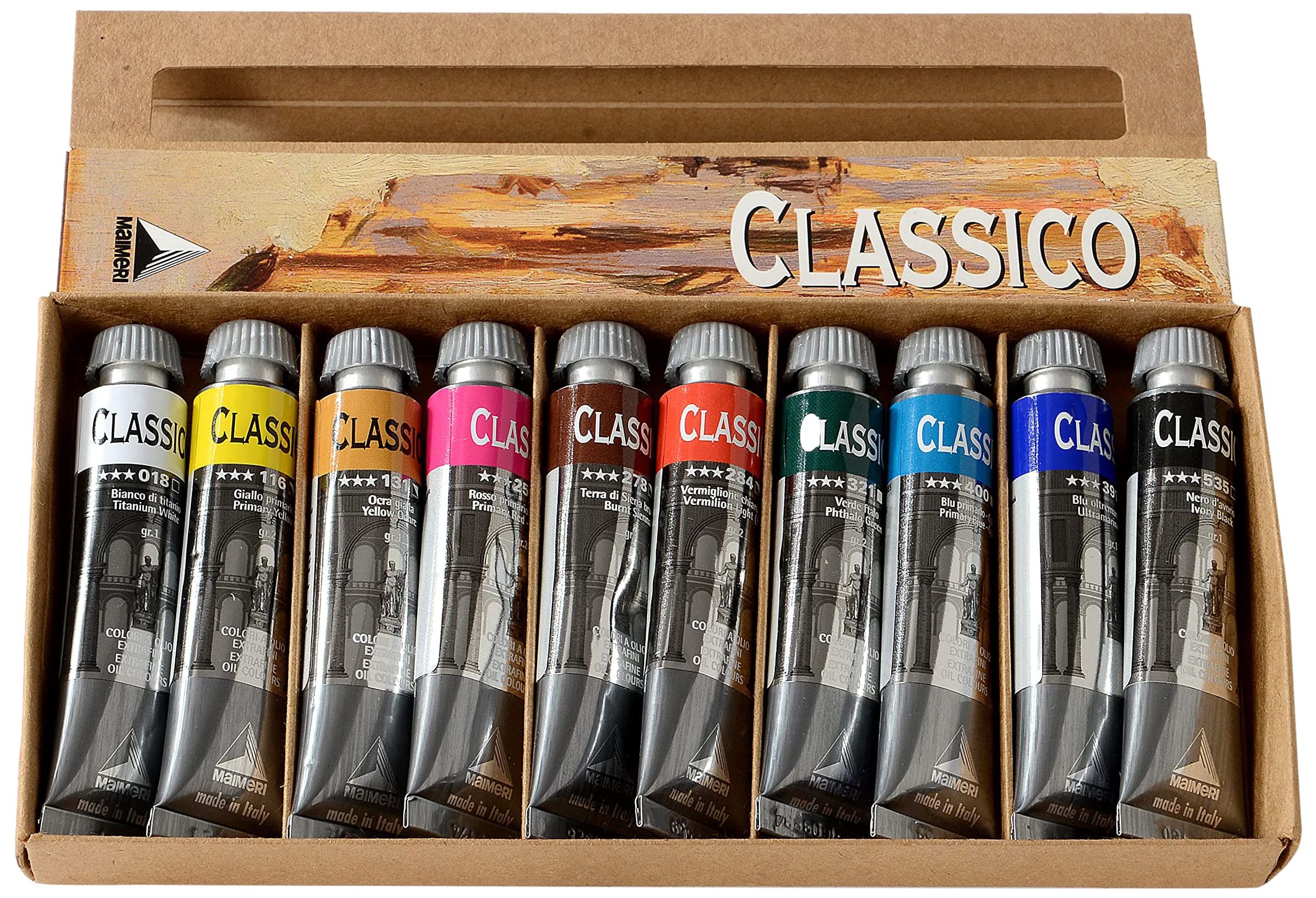 MAIMERI Classico Fine Art Oil Paint Set, 10 x 20ml Assorted Colours, for Professional Artists