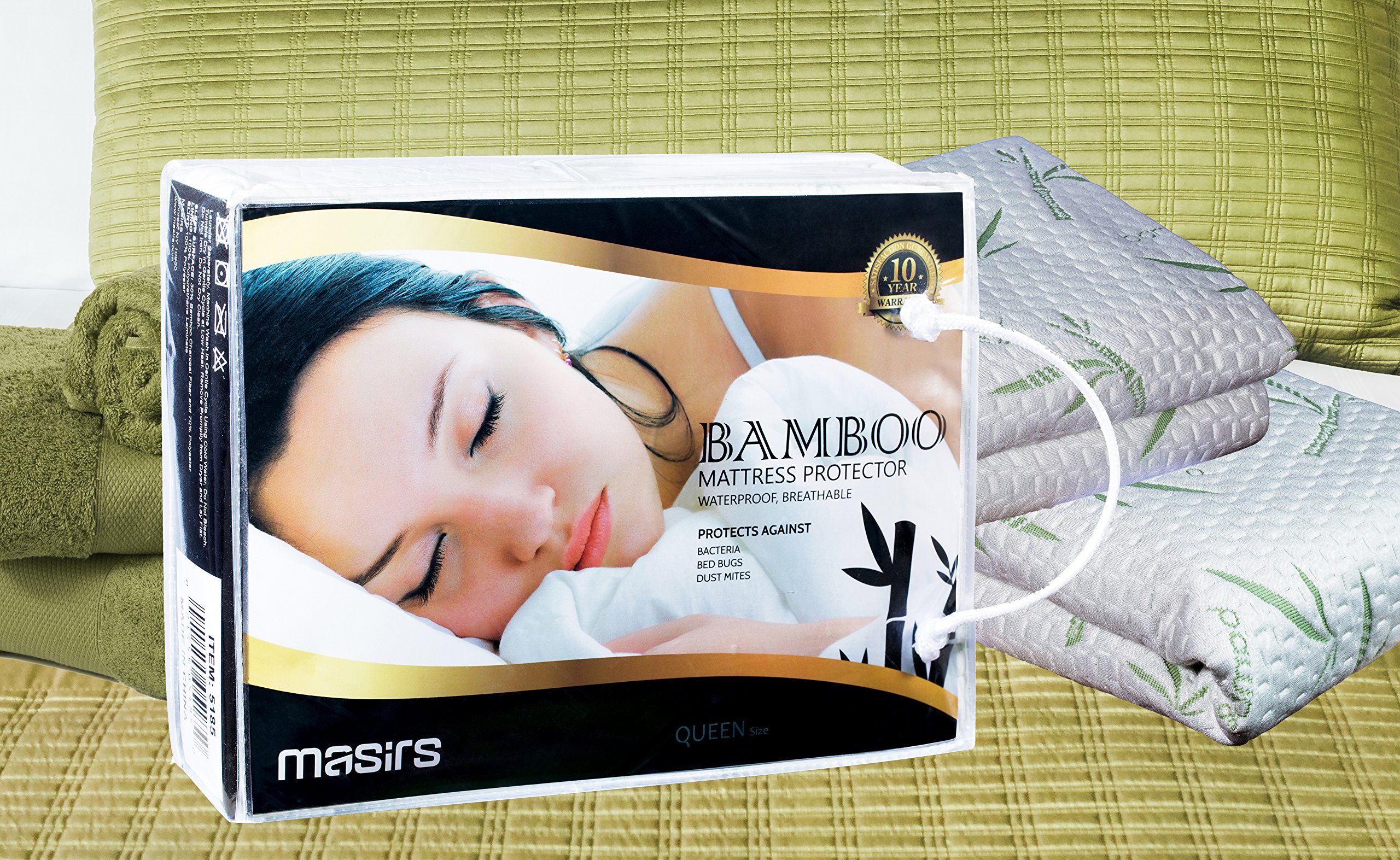 Waterproof Bamboo Mattress Protector - Thick and Soft Quilted Fabric will Give you a Comfortable, Quiet and Cool Night Sleep. Quality Fabric that is Durable and Machine Wash Really Well. (Queen Size)