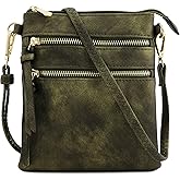 Isabelle Small Lightweight Shoulder Bag for Women, Mini Multi Zipper Pocket Crossbody Handbag with Adjustable strap