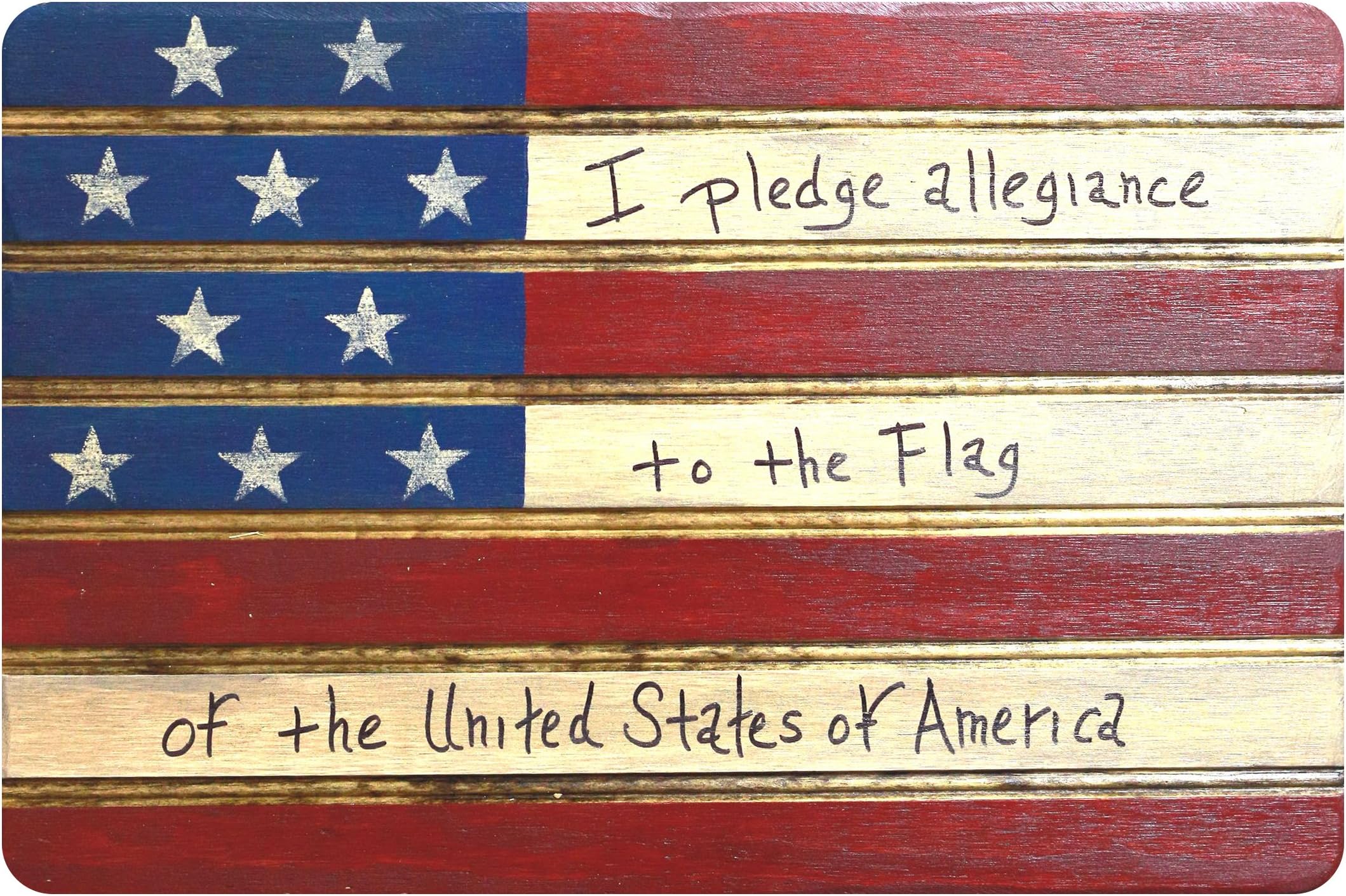 "I Pledge Allegiance to the Flag" Americana American Flag Sign Wooden Wall Decor. Perfect for any Nostalgic Americana Collection and Rustic Decor. Hand Made in the Heart of America. Made in USA