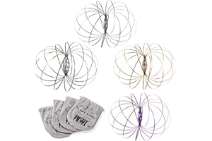 KELZ KIDZ Kinetic 3D Arm Flow Rings - Magic Spring Slinky Bracelet Toy - Stainless Steel (4 Pack Multi Colored) Great Party Favor and School Prize!