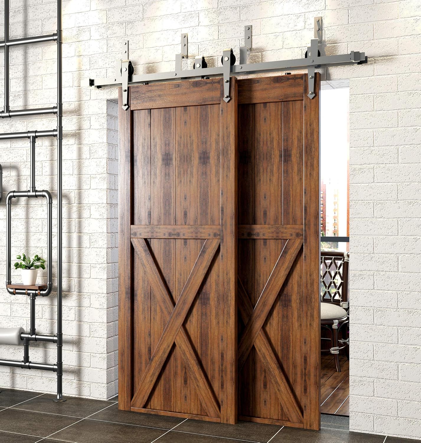 Homacer Sliding Barn Door Hardware Bypass Homacer Sliding Barn Door Hardware Bypass