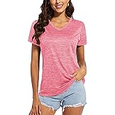 MAGCOMSEN Women's V Neck Workout Shirts Short Sleeve Moisture Wicking Yoga T-Shirts Quick Dry Athletic Tops
