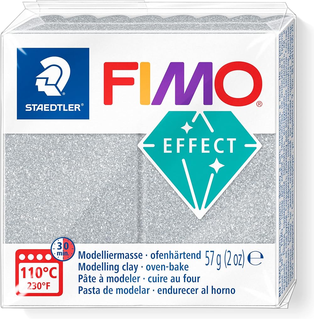 Staedtler FIMO Glitter Silver 57g Polymer Clay 8010-812 for Beginners