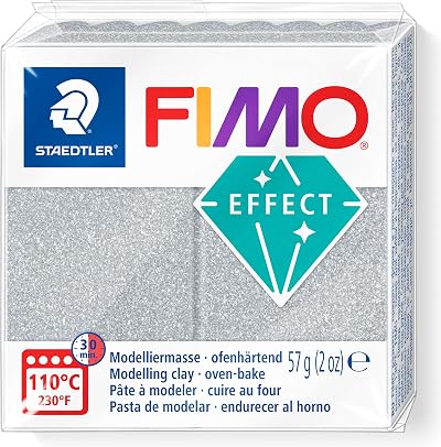 Staedtler FIMO Glitter Silver 57g Polymer Clay 8010-812 for Beginners