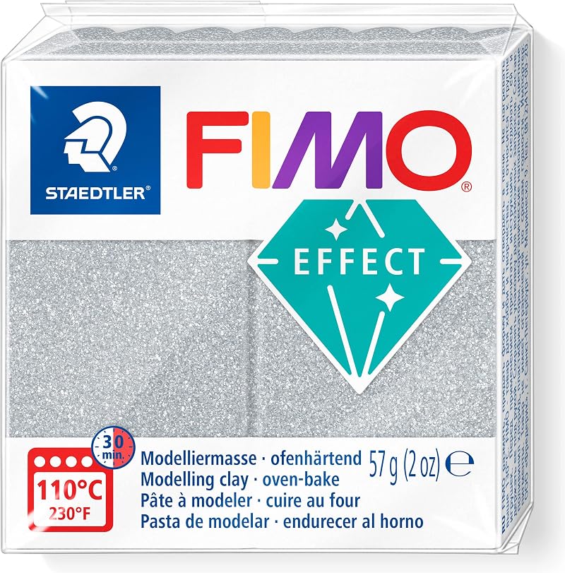 Staedtler FIMO Glitter Silver 57g Polymer Clay 8010-812 for Beginners