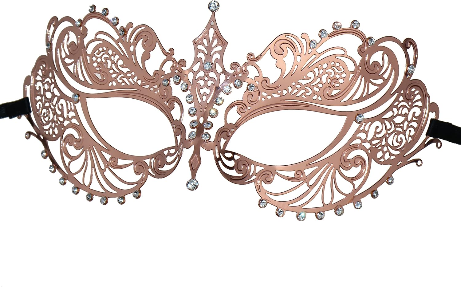 Coddsmz Laser Cut Metal Women's Masquerade Mask Mardi Gras Mask, 1-rose Gold - Image 4