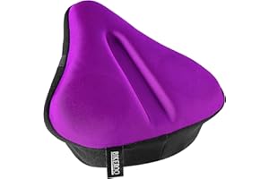 Bikeroo Large Bike Seat Cushion - Wide Gel Soft Pad Most Comfortable Exercise Bicycle Saddle Cover for Women and Men - Fits Spin and Stationary Bikes