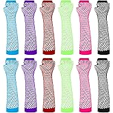 Vin Beauty 6 Pairs Neon Fishnet Gloves Long Fingerless Fishnet Arm Sleeves for Cosplay 80s Party Scene Clothes for Women and Girls Party Costume Accessories Supplies (6 Colors)