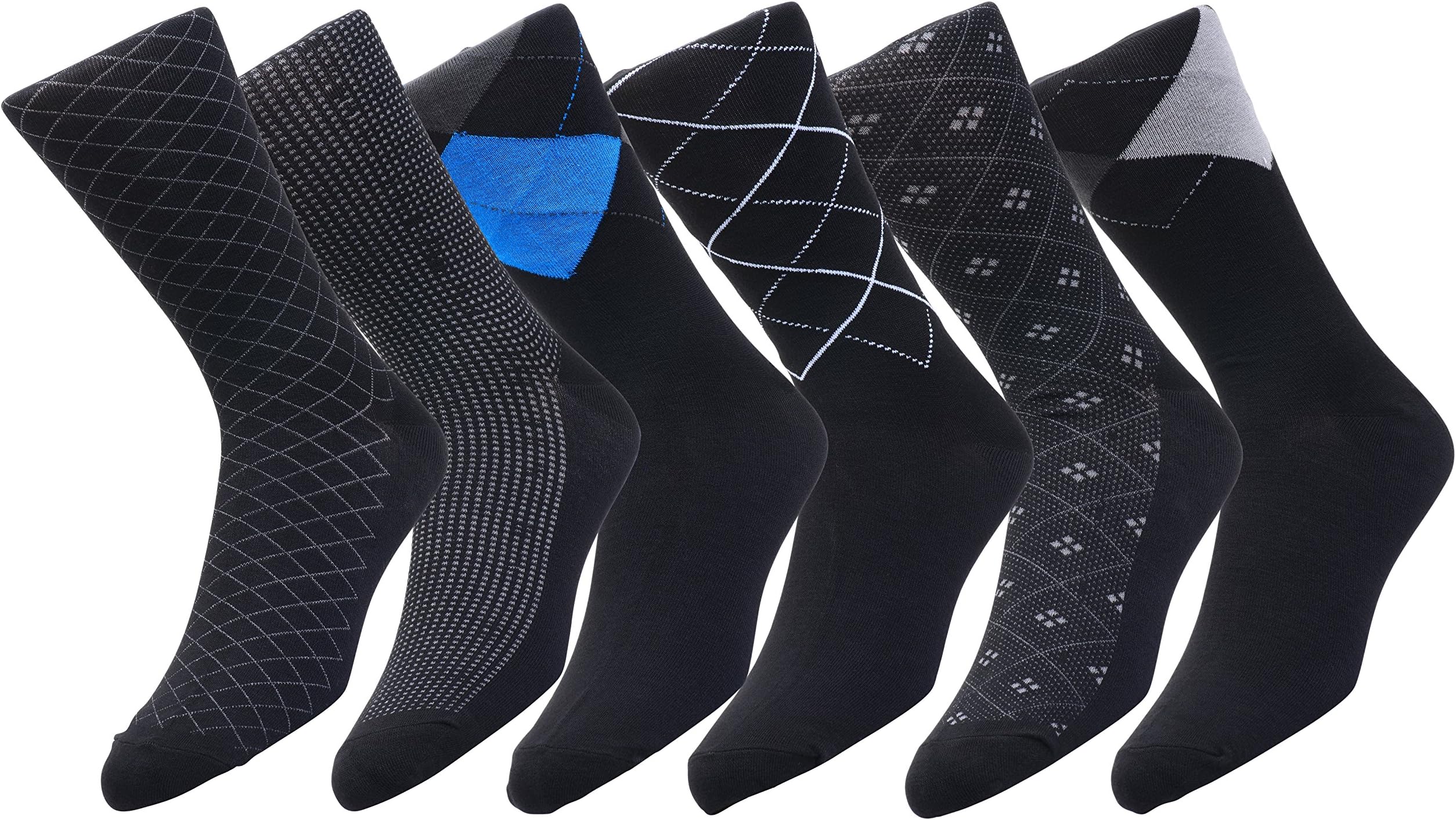 6 Pack Men's Dress socks - bamboo fiber by Velette - Size 10-13