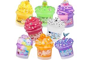 Slime Variety Pack Different Textures, 8 x 100ml Slimes Kit Includes Rainbow Cloud, Butter, Clear, Glow in The Dark Slime, Sl