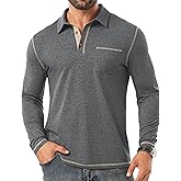 Sailwind Mens Long Sleeve Polo Shirts Cotton Fashion Casual Classic Collared Golf Shirts