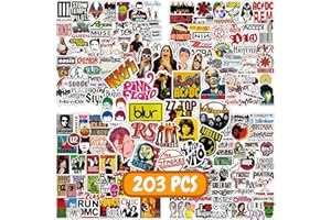 MAROLAK 203 PCS Rock Band Stickers Pack Colorful VSCO Waterproof Stickers, Cute Aesthetic Stickers. Water Bottle, Laptop, Phone, Skateboard Stickers for Girls - Boys - Adults -Teens .., Vinyl Sticker…