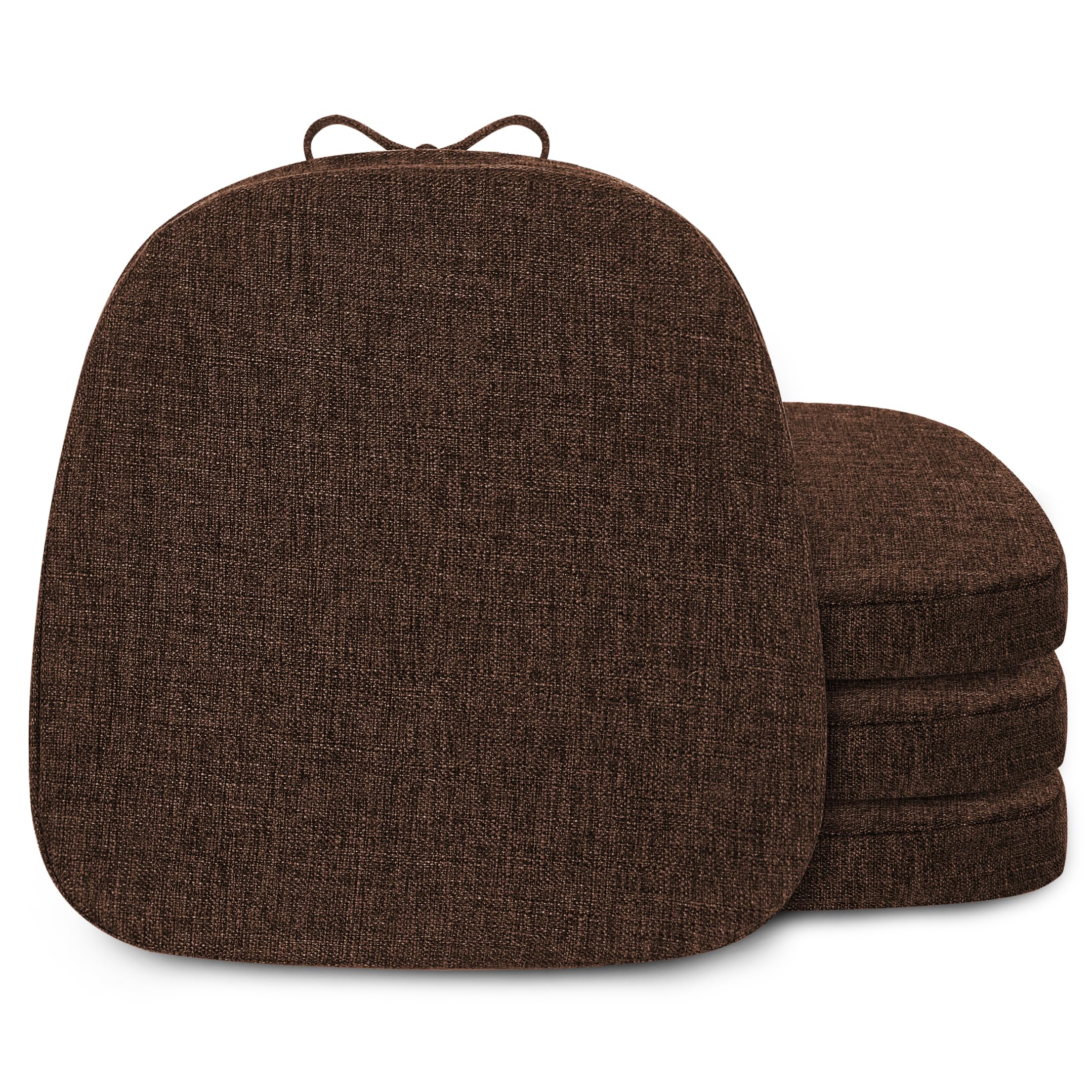 Photo 1 of FlyGulls Metal Chair Cushions for Dining Chairs 2" Thick Kictchen Chair Cushions Non Slip Chair Pads with Ties for Metal Dining Chairs Set of 4 14" x 14" Brown