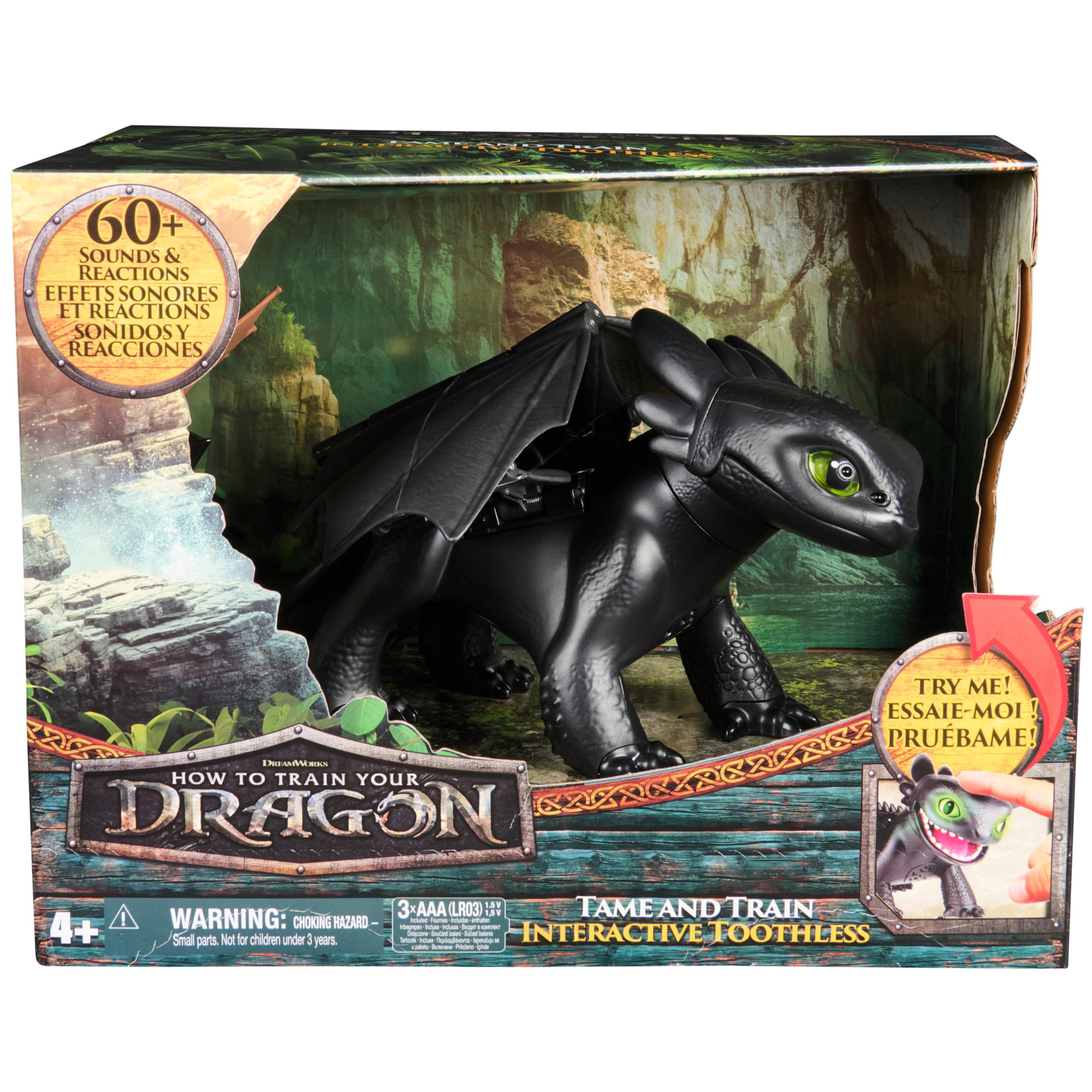 Dreamworks Dragons How to Train Your Dragon, Tame & Train Interactive Toothless with 60 Sounds & Reactions, Kids Toys for Boys & Girls Ages 4 & up