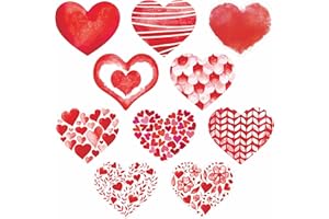 50 PCS Red Heart Cutouts, Double-Sided Printing Heart-Shaped Accents Cut-Outs Bulletin Board Classroom Decoration in 10 Desig