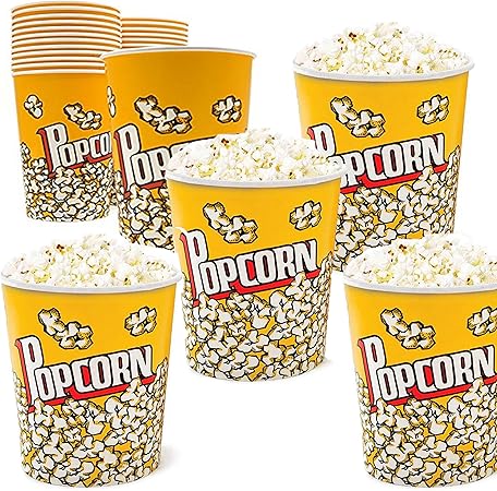 Amazon Co Jp 再生kreativeムービーシアターポップコーンカップ パックof 12ポップコーン印刷パーティーカップ 32オンス ポップコーンバケットお菓子カップ ホーム キッチン
