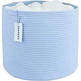 XUANGUO Cotton Rope Basket For Girls Boys Kids 16”X14” Baby Laundry Baskets Nursery Bin Round Woven Basket For Storage Toys Blankets Shoes Clothes blue