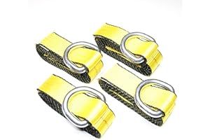WORLDPAC GRIPON (Pack of 4) 2" X 8 Ft Lasso Tow Strap with D Ring Auto Hauler Tie Down