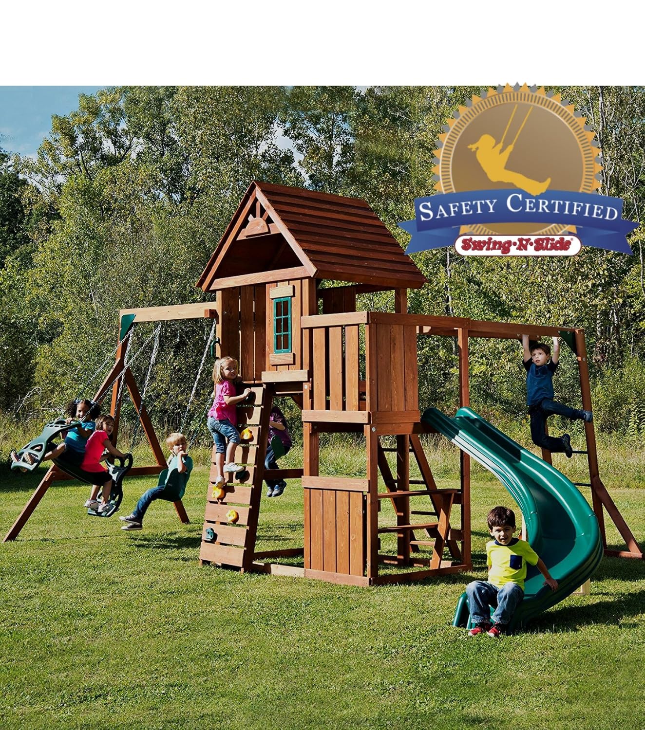 SwingNSlide PB 8272 Cedar Brook Play Set with Two Swings