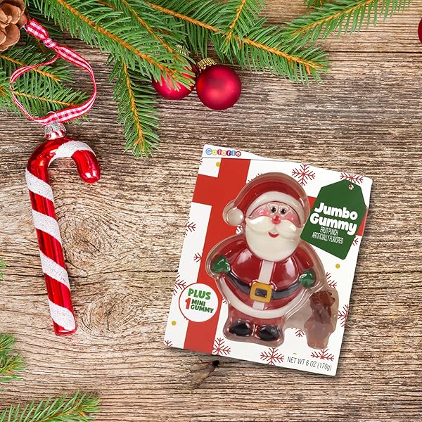GALERIE JUMBO REINDEER AND SANTA CHRISTMAS GUMMIES, FRUIT PUNCH FLAVORED CANDY, STOCKING STUFFER GIFTS, 6 OUNCES EACH (SET OF 2)