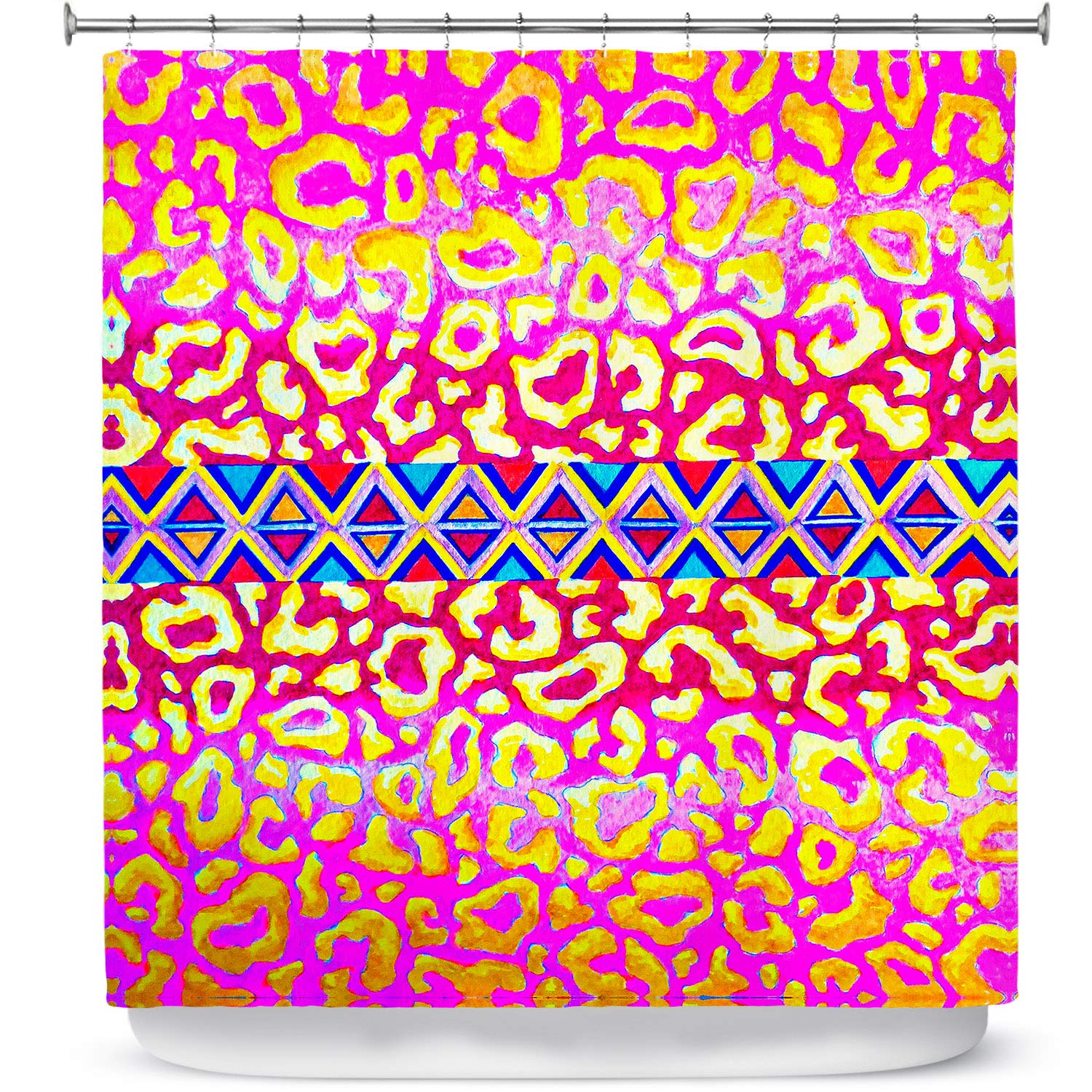 Leopard pink triangle blue line red shower curtains different patterns