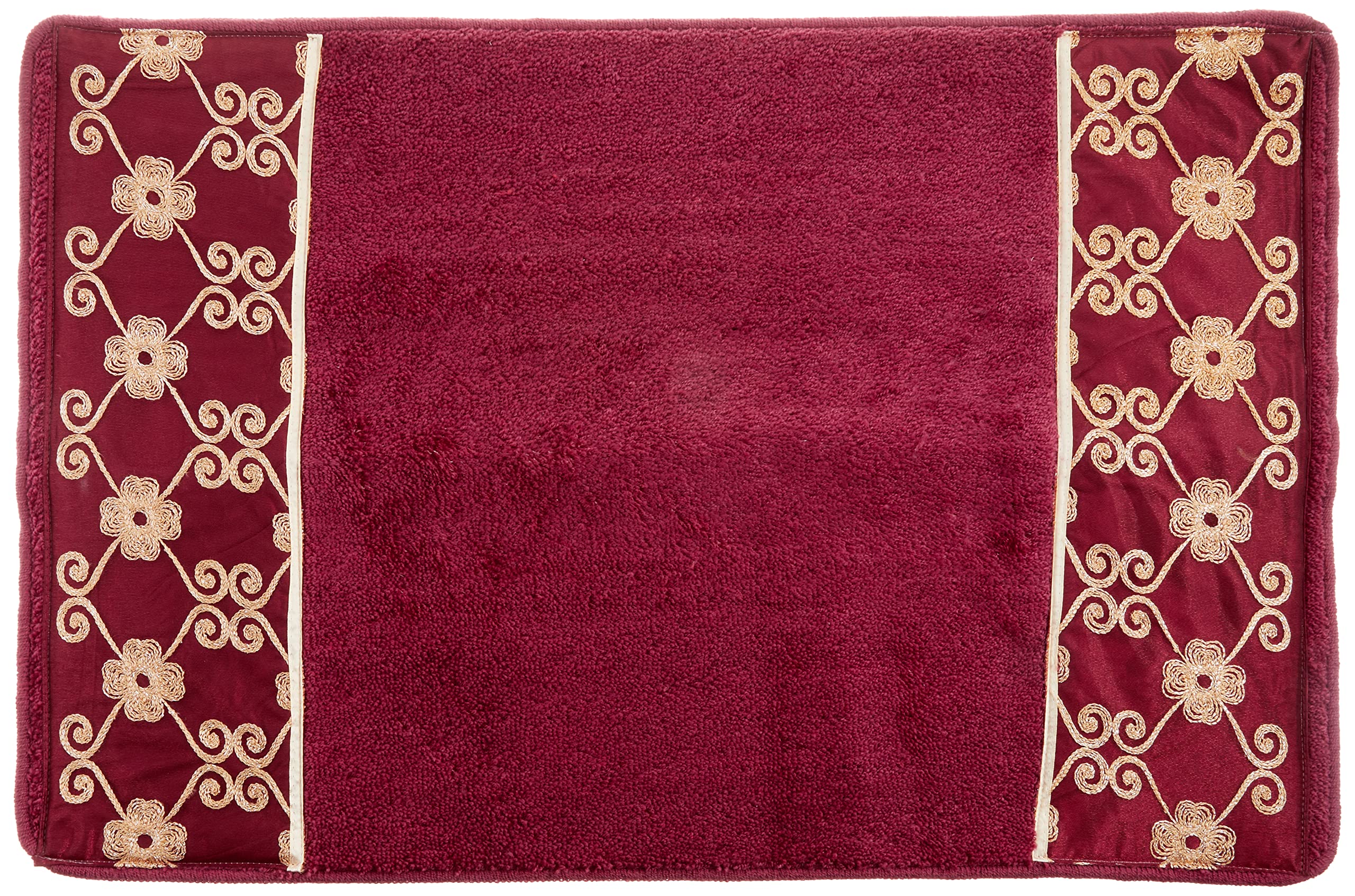 Popular Bath Bath Rug, Vlegant Rosa Collection, Burgundy/Gold — image 1
