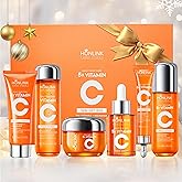 Glown 6-Piece Hydrating Skincare Set with Vitamin C & Niacinamide,Complete Face & Body Care Kit with Cleanser,Toner,Serum,Moisturizer,Eye Cream & Body Lotion | Valentine’s Day Skincare Gift for Women
