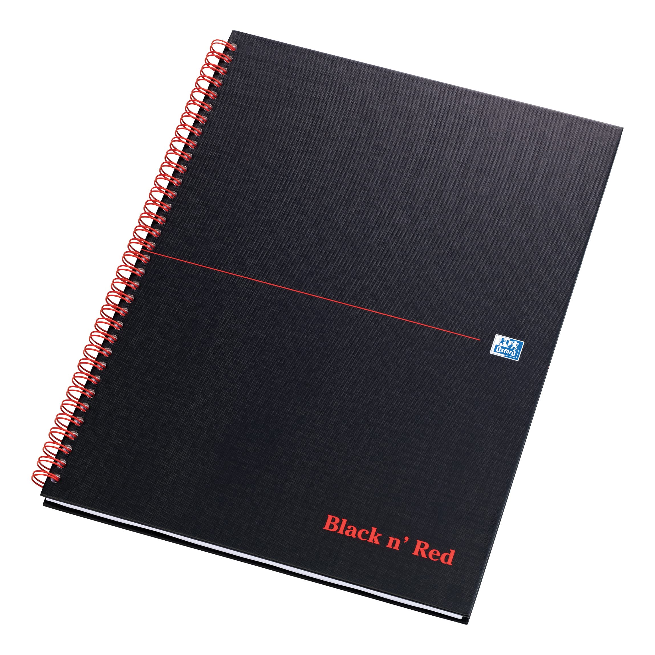 Oxford Black n' Red A4 140 Pages Wirebound Hard-Back Ruled and Perforated Notebook - Matte Black (Pack of 5)