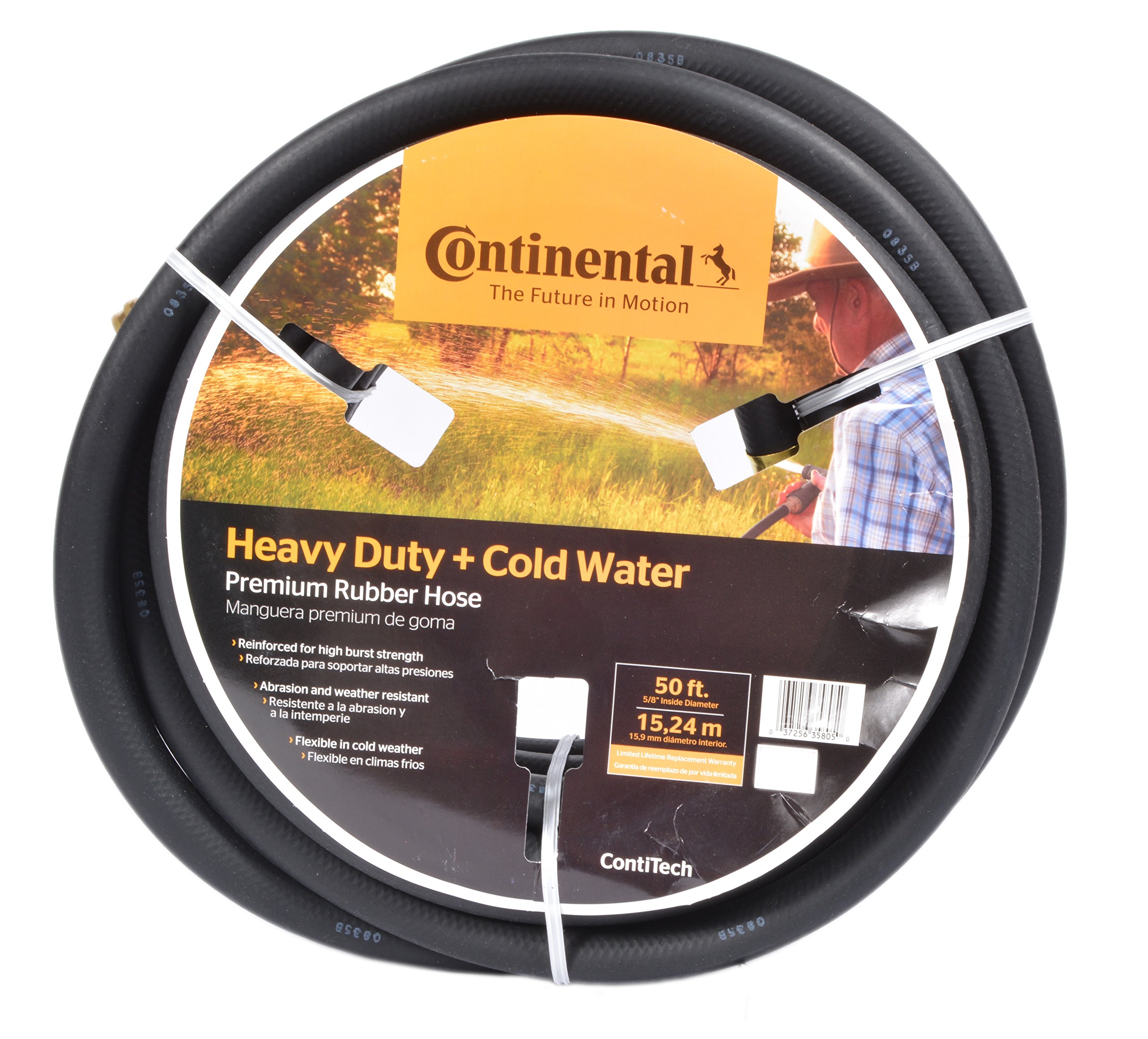 Continental ContiTech Black Rubber Heavy Duty Garden Hose, 5/8" ID x 50