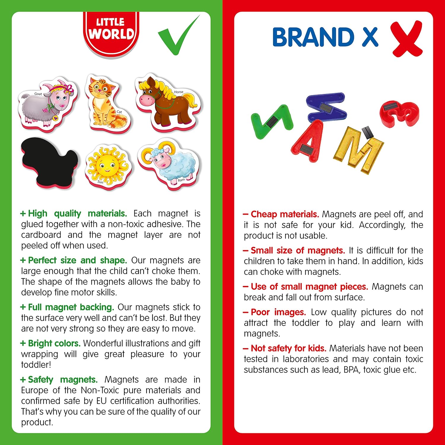 Little World Foam Refrigerator Magnets for Toddlers Age 1 - Fridge Magnets for Kids – Large Baby Magnets Toy – Set of 28 Magnetic Animals for Toddler Learning – Safe Kids Magnets for 2 3 Year Old: Toys & Games