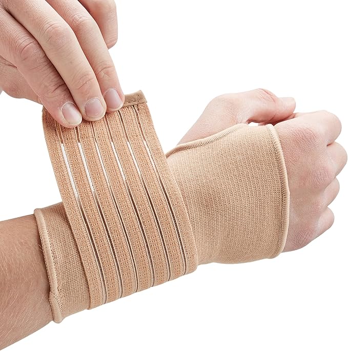 Actesso Elastic Wrist Support With Strap (M, Beige) Ideal for Sprains, Injury or Sports Use Actesso Elastic Wrist Support With Strap (M, Beige) Ideal for Sprains, Injury or Sports Use