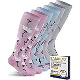 Pembrook Bamboo Viscose Light Compression Socks - 3 Pairs | 8-15 mmhg Compression Socks | Knee High Comfort Support Socks
