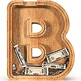 Sulevalt 12" Extra Large Wooden Letter Piggy Banks - Piggy Banks for Boys Girls Kids, Alphabet Money Banks with Initial B - Coin Banknote Bank Birthday/Christmas for Kids