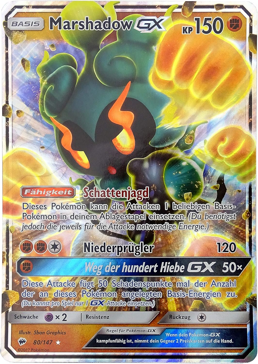 pokemon große Karten KapuRiki GX KP 170,Kosturso GX KP 210,Marshdow GX KP 150 , Fruyal GX KP230