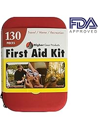 First Aid Kit for Car, SUV and Marine Use | Emergency Medical Kit for Home, Business, Travel, Hiking, Backpacking, Camping and Sports | 130 Pieces | Hard Shell Case | FDA Approved | + Bonus eBook