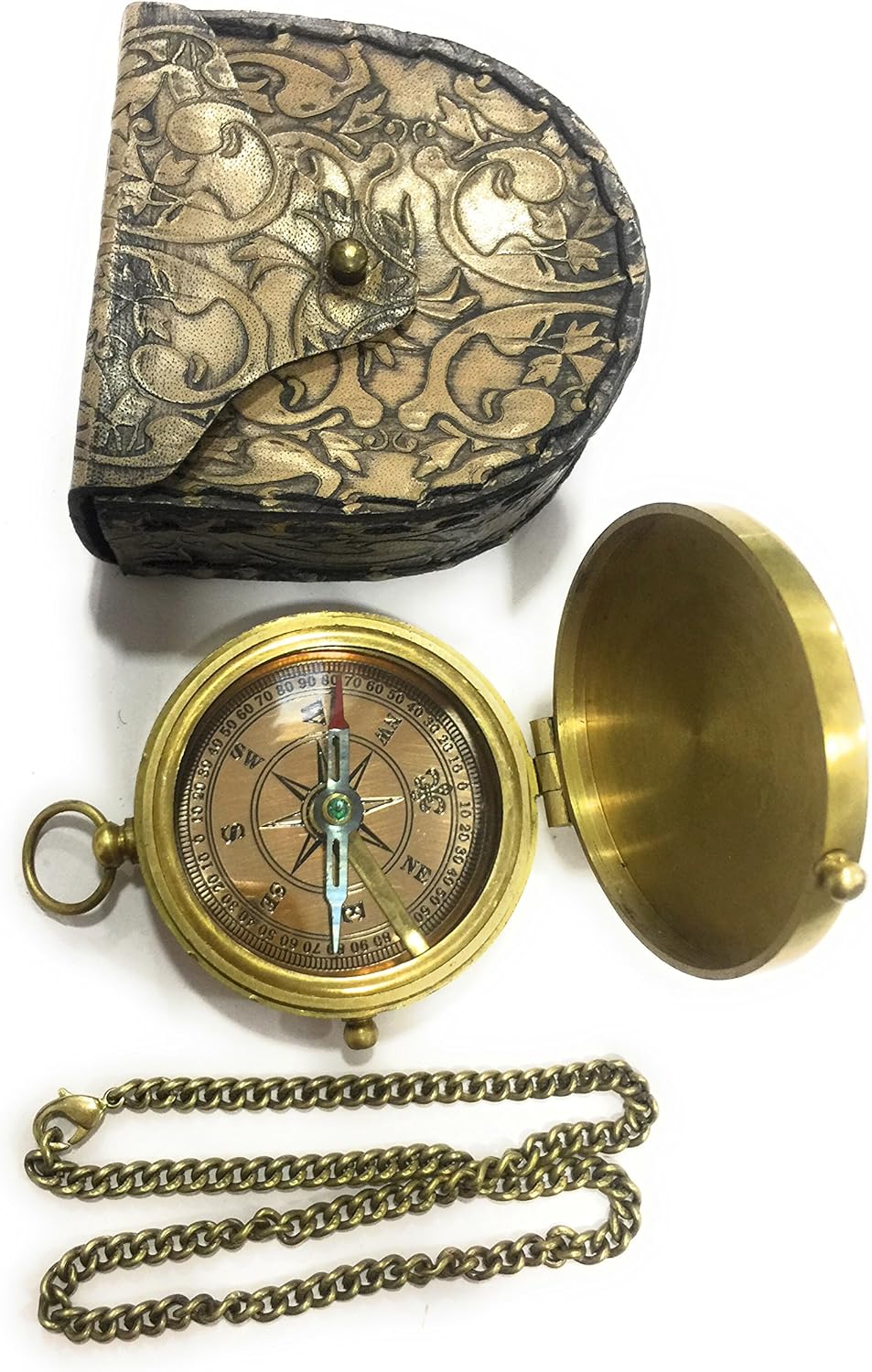 Antik Finish Lederetui Messing Inkl Mit Gravur Robert Frost Gedicht Hanzla Collection Kompass Tasche Sport Freizeit Sportelektronik