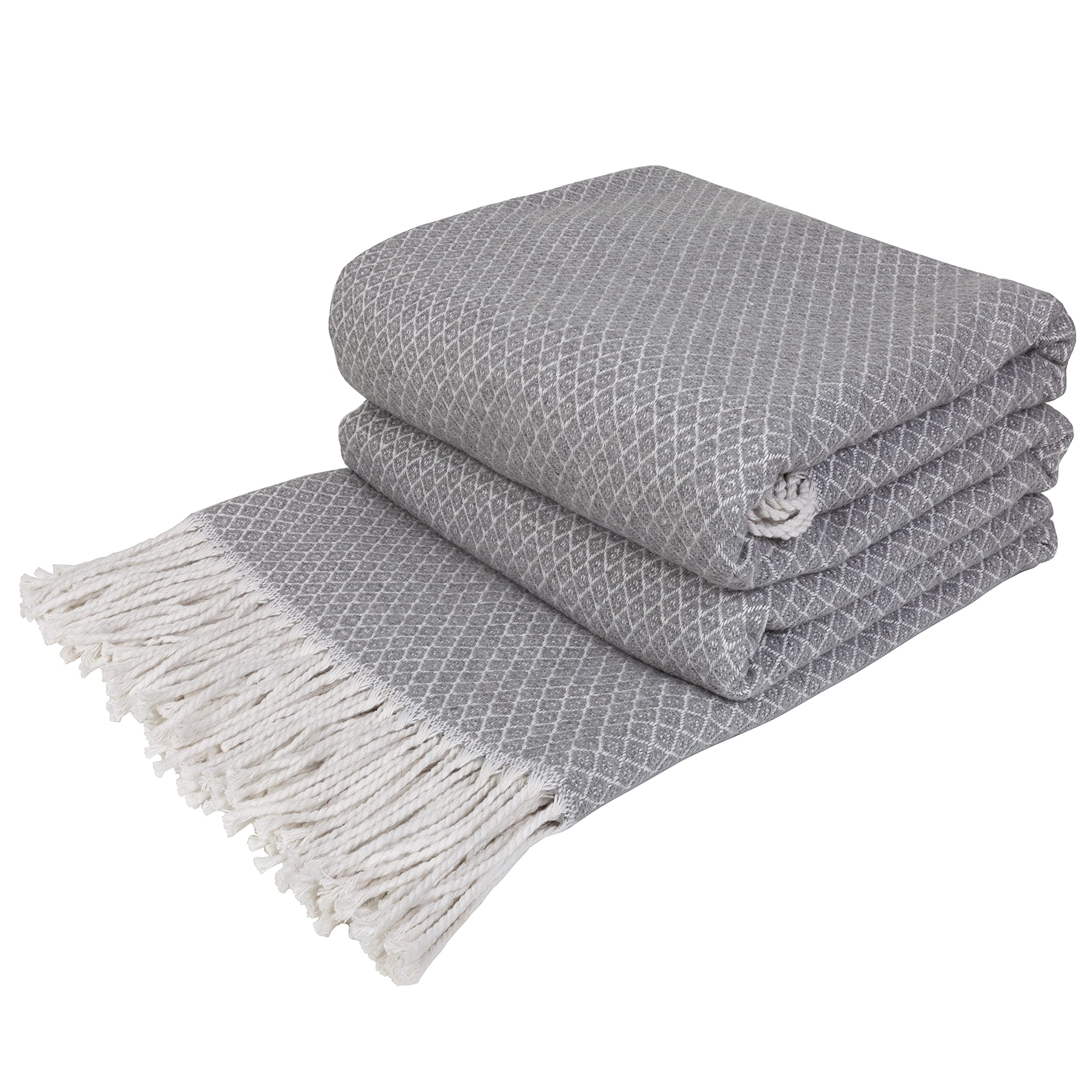 LYHome Cotton Blanket - Soft Throw for Sofas, Bed & Couch. Cosy Outdoor Blankets for Travel, Picnic & Camping. Settee Throws for Armchairs, Garden Furniture (55x79 in | 140x200 cm | Grey Diamond) — image 1