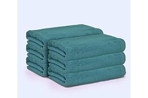 GLAMBURG 100% Cotton 6 Pack Bath Towel Set, Ultra Soft Bath Towels 22x44, Towels for Gym Yoga Pool Spa, Quick Drying & Highly Absorbent - Teal