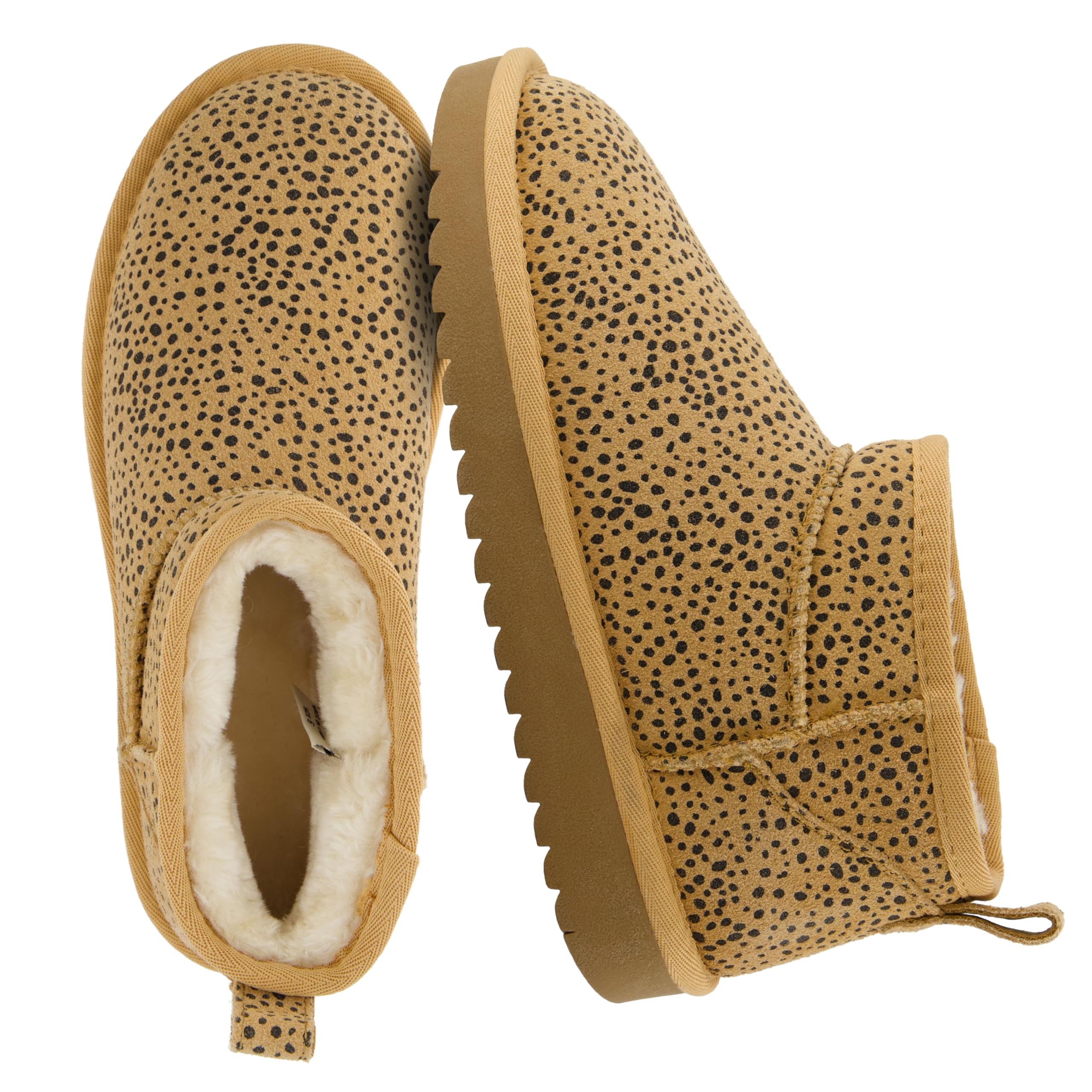 CUSHIONAIRE Hip 2 Genuine Suede Ankle Boots for Women, Cozy Faux Shearling Lining Pull On Winter Womens Boots, CHEETAH 7W Image