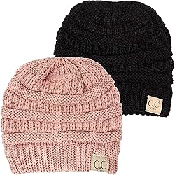 Funky Junque Kids Beanie 2-Pack: Black & Indi Pink