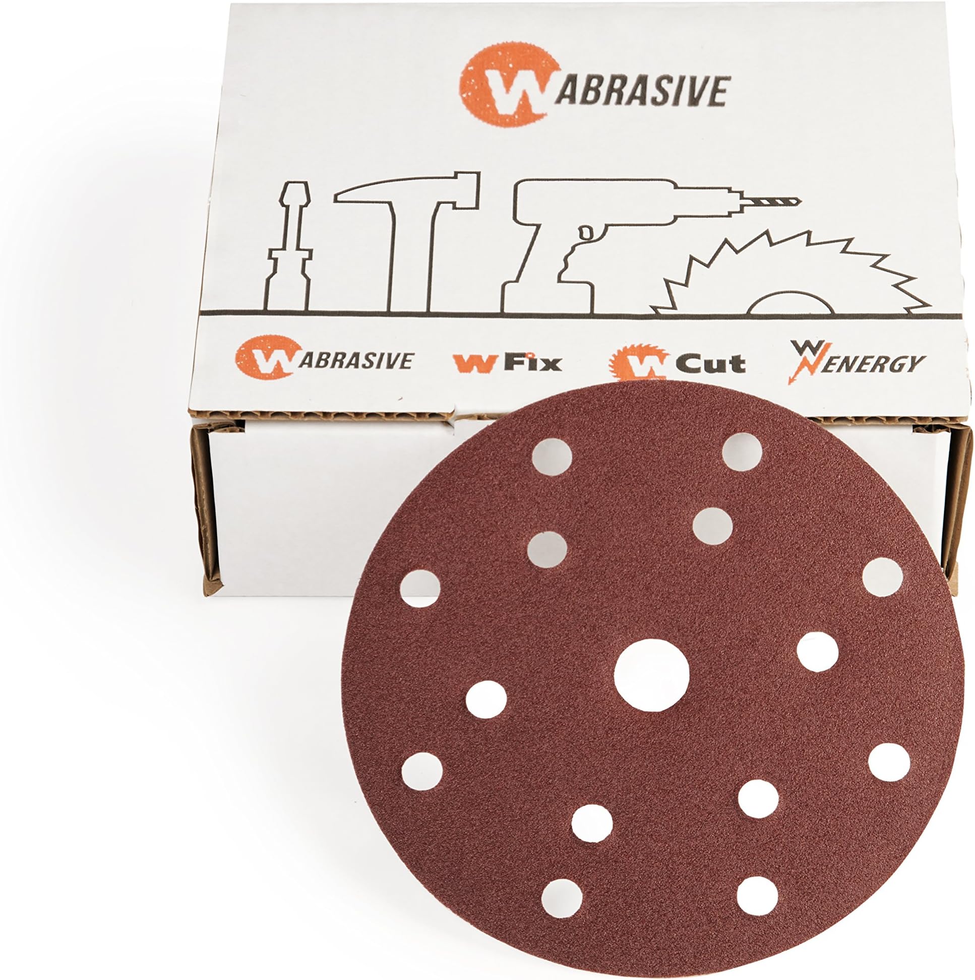 Velcro and Sand Paper 150 mm Ø, Sanding Discs-Velcro, Eccentric Grinder, 15 Holes