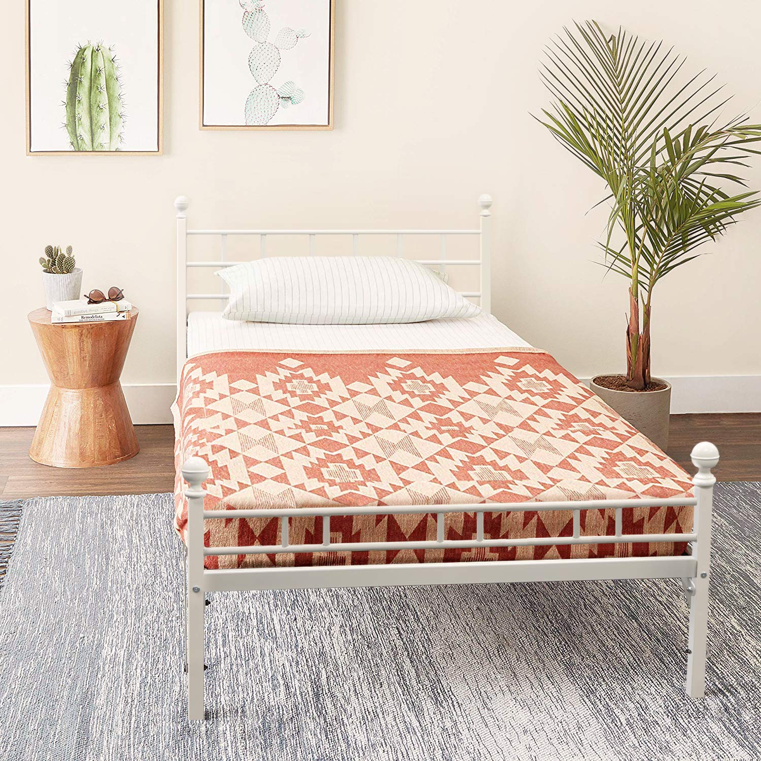 Mattress Model H Easy Set Up Steel Platform Bed Steel Bed Frame Twin White Amazon In Furniture Queen Platform Bed And Mattress Set