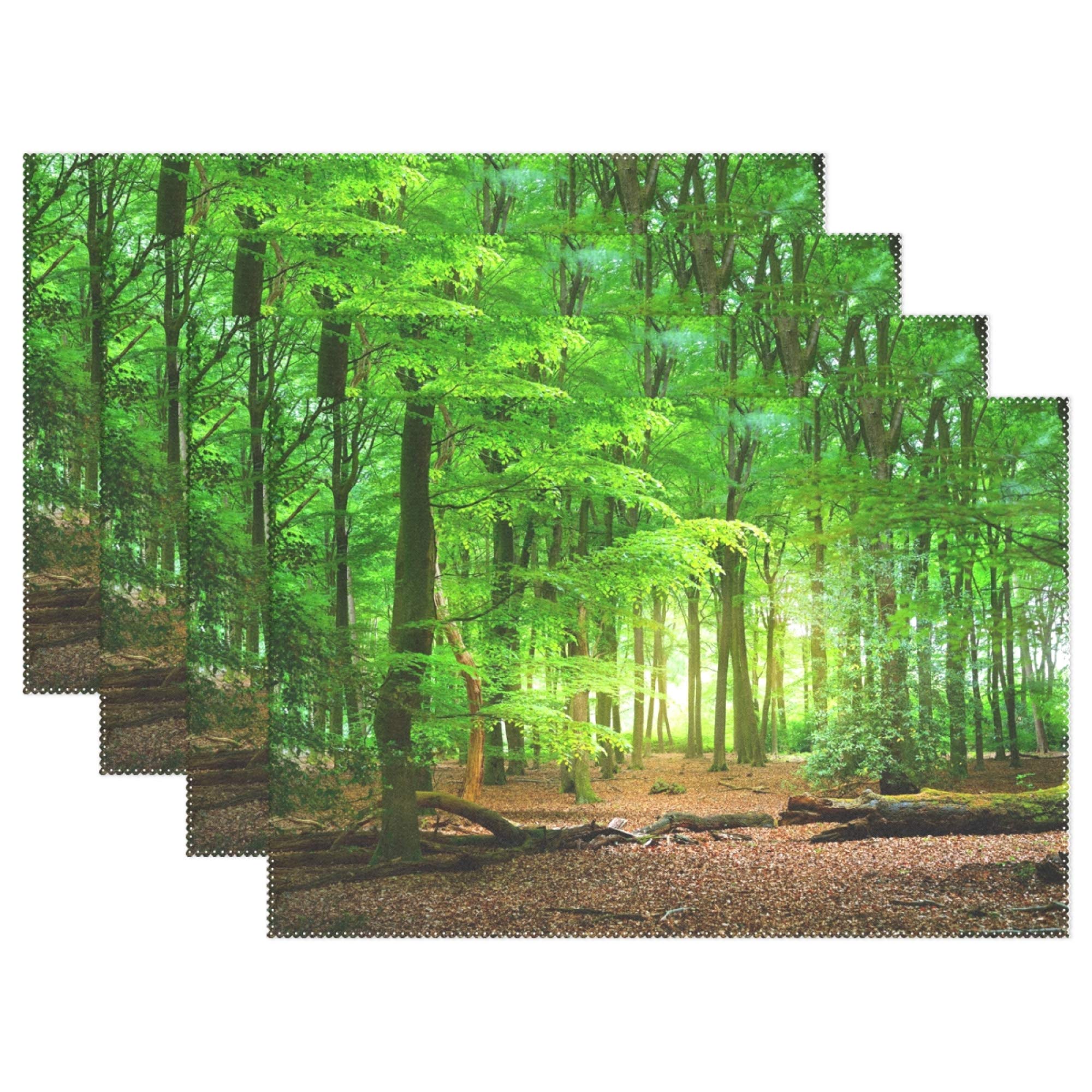 Placemats Forest Place Mats Dining Table Mats Christmas Decoration 4pcs