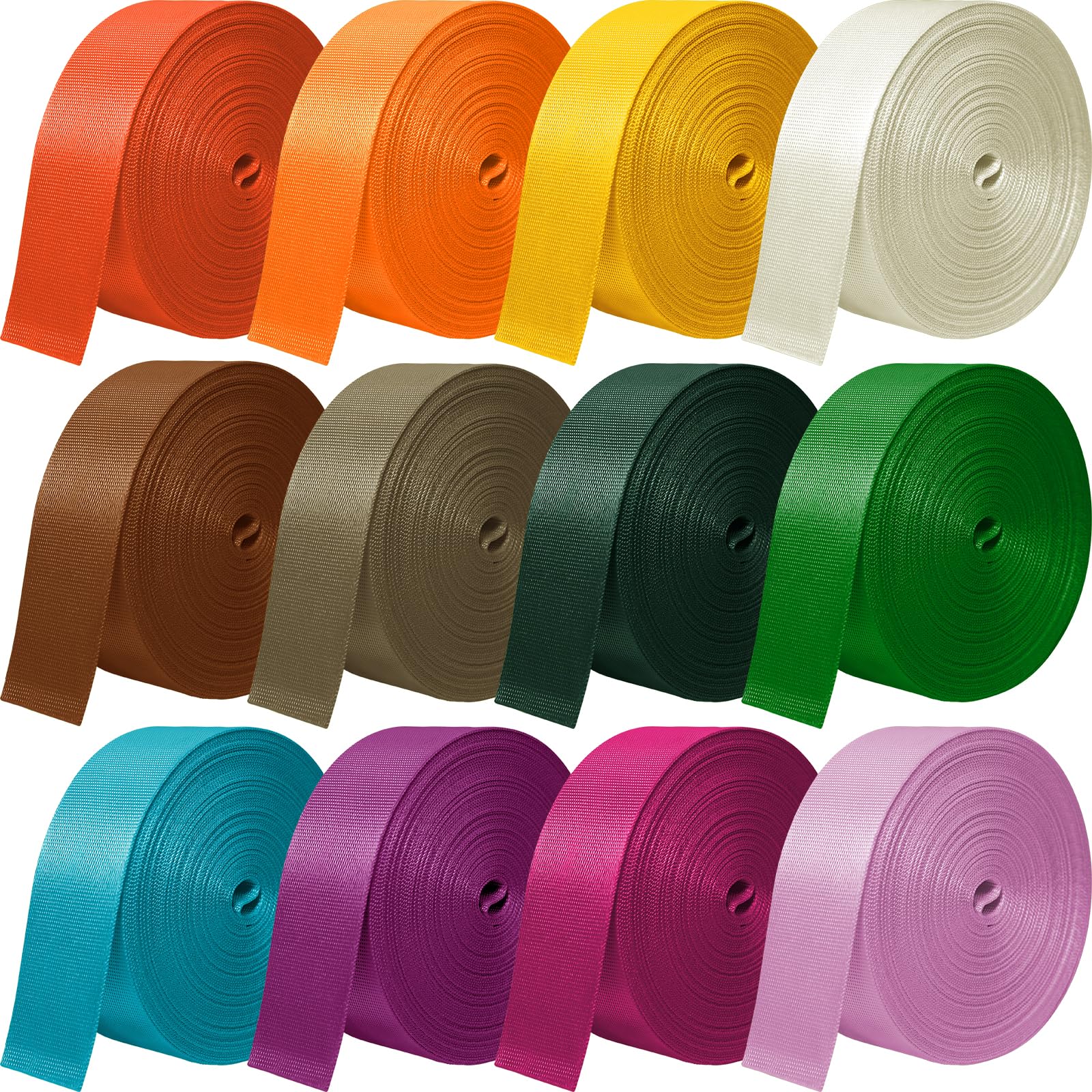 Photo 1 of YOGHAVRS Nylon Webbing 1 Inch 1.5 Inch, 12 Rolls Webbing Strap for Bags, Pets, Climbing Outdoors Indoors Crafting DIY (D-12 Colors, 1 inch-10 Yards)