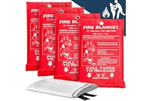 OHZOIRIC Fire Blankets Emergency for Home, Fire Blankets to Smother a Kitchen Fire, 40” x 40” Emergency Fire Blanket 4 Pack, Fiberglass Fire Blanket for Kitchen, Camping, Car, Picnic, Fireplace